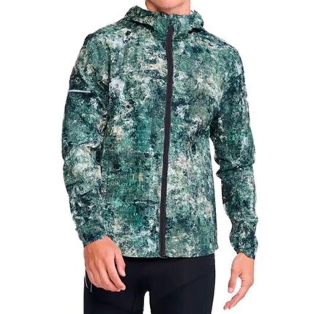 Men's 2XU Aero Jacket Trailscape Moss/Silver Size XL